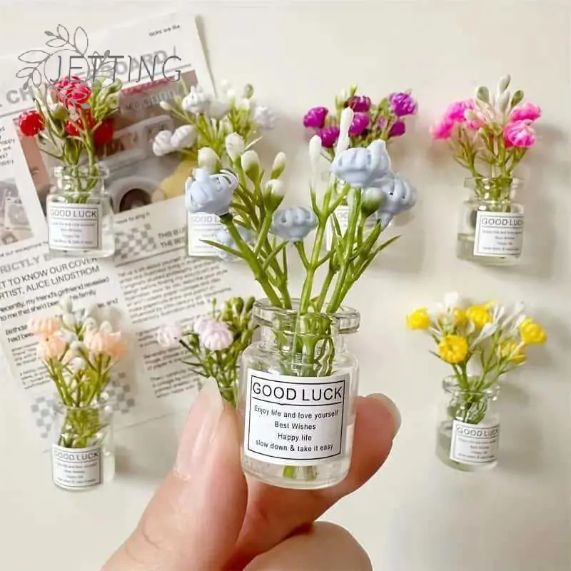 8pcs Mini Small Vase Magnets Cute Mini Refrigerator Magnets 3D Vase Fun Refrigerator Accessories Kitchen Decoration Holiday Gift