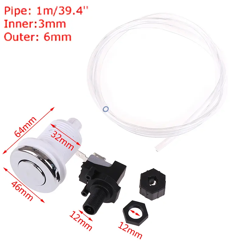 16A Pneumatic Switch For Bathtub Massage Chair On Off Push Air Button Switch Jet Tool Set Knob Air Pressure Bath Spa Tubing Kits