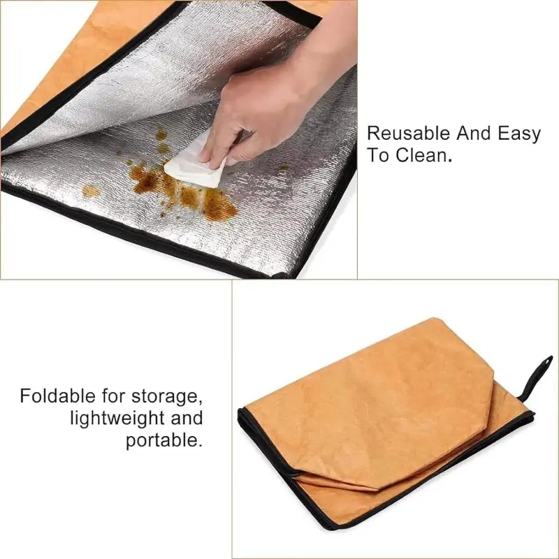 1 Piece Large Capacity Picnic Cooking Paper BBQ Blanket Thickened Aluminum Foil BBQ Thermal Insulation Bag Storage Pouch