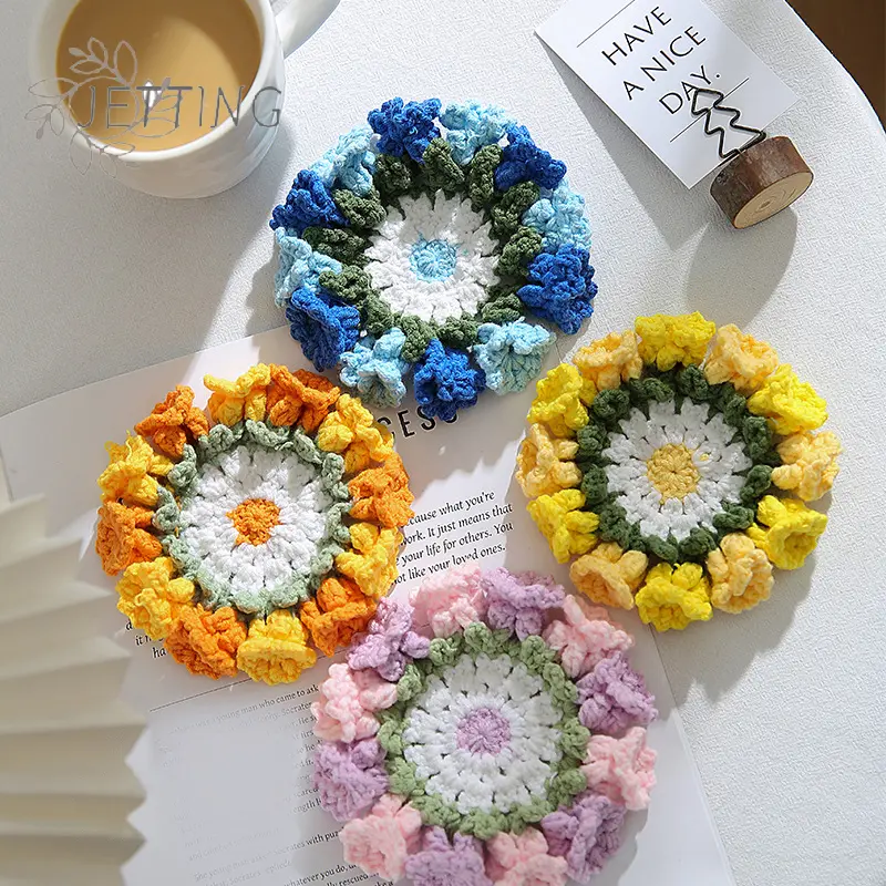 Crochet Coaster Lily Of The Valley Flower Coaster Crochet Flower Placemat Bouquet Cup Pad Coffee Mug Cup Mat Mother's Day Gift