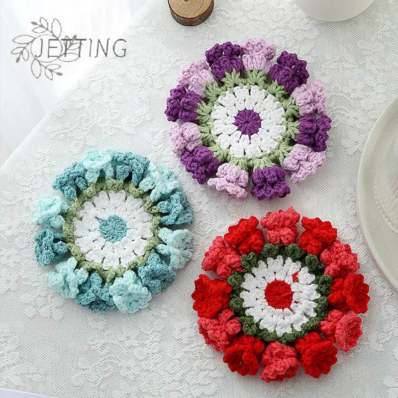 Crochet Coaster Lily Of The Valley Flower Coaster Crochet Flower Placemat Bouquet Cup Pad Coffee Mug Cup Mat Mother's Day Gift