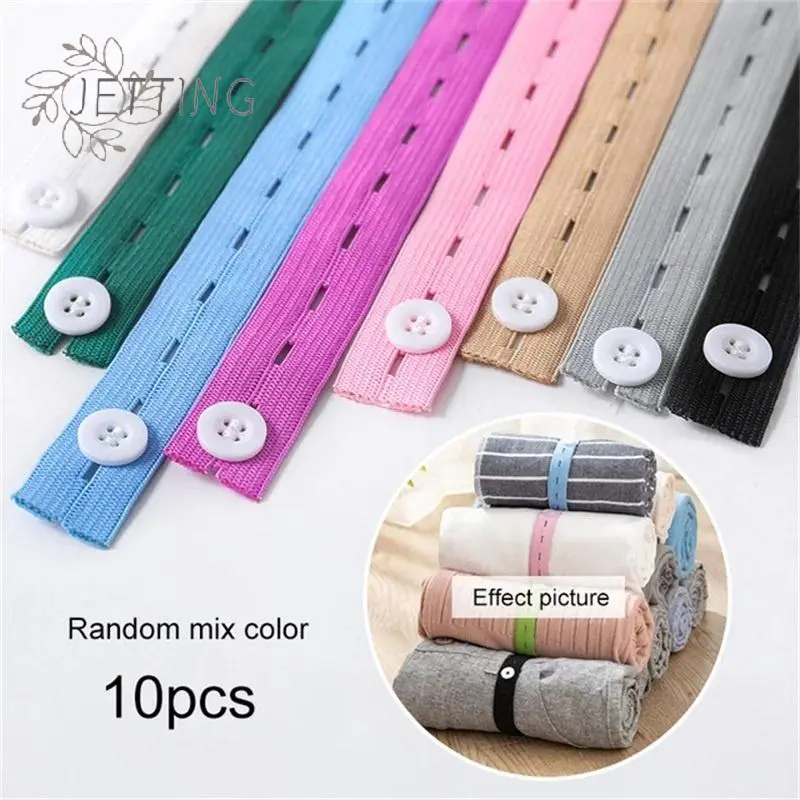 10pcs Elastic Bands Nylon With Button Hole Elastic Webbing DIY Craft Sewing Garment Trousers Accessories Organizers