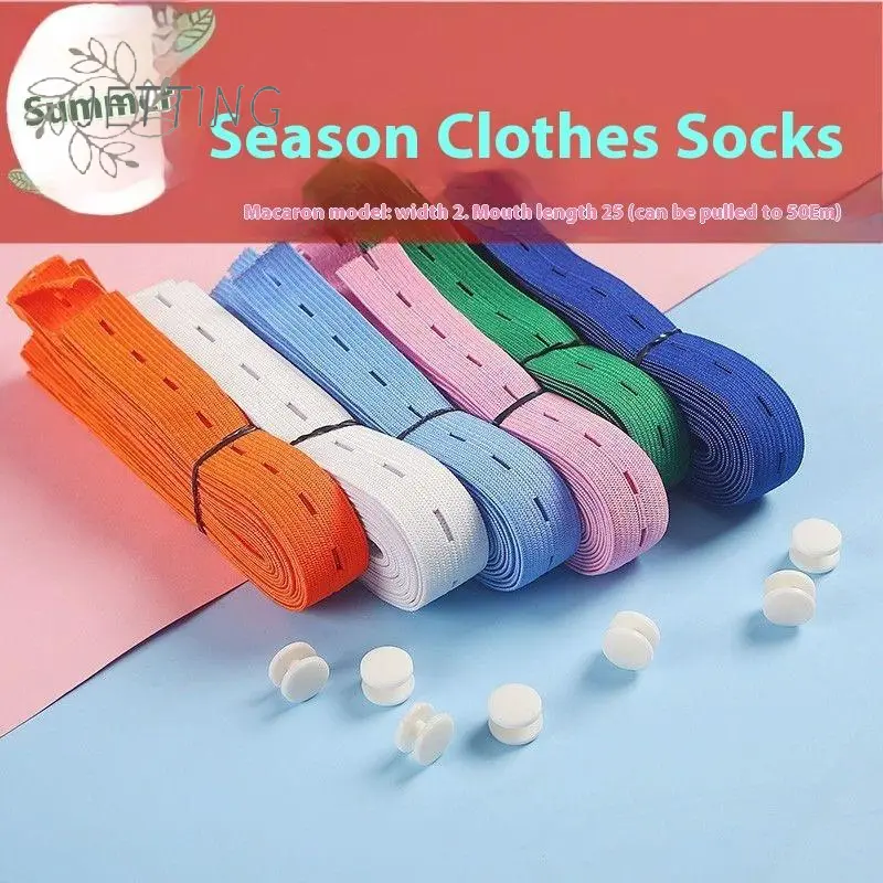 10pcs Elastic Bands Nylon With Button Hole Elastic Webbing DIY Craft Sewing Garment Trousers Accessories Organizers