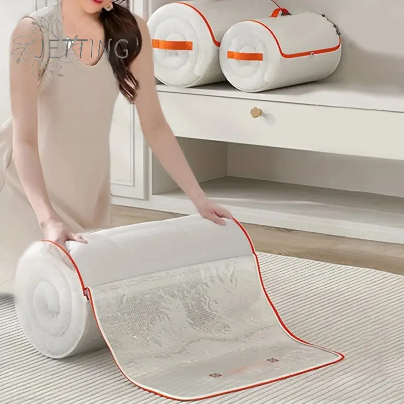 1pc PVC Waterproof Roll-Shaped Quilt Storage Bag Large Capacity Wardrobe Organizer Quilt Clothing Storage Bags Compression Bag