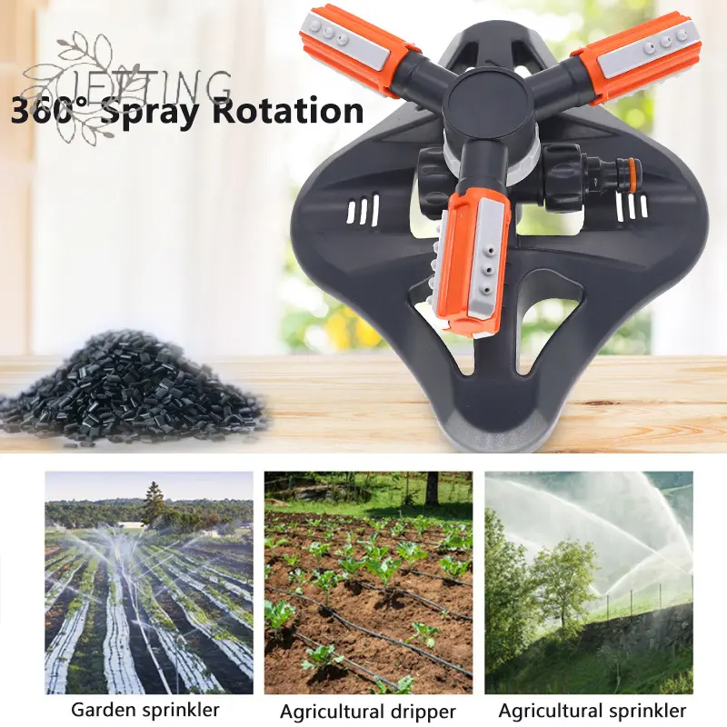 Adjustable 360 Degree 3-arm Rotating Sprinklers Grass Lawn Automatic Watering Nozzles Garden Agriculture Irrigation Device