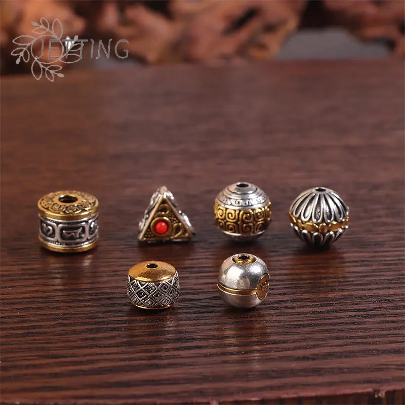 5Pcs Antique Silver Gold Color Tibetan Loose Bead Big Hole Spacer Beads For DIY Jewelry Making Charms Bracelet Finding