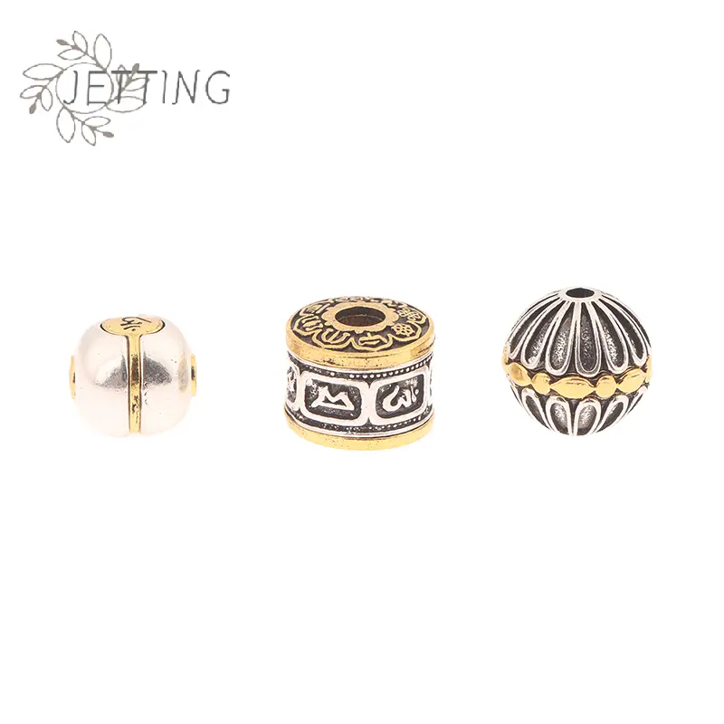 5Pcs Antique Silver Gold Color Tibetan Loose Bead Big Hole Spacer Beads For DIY Jewelry Making Charms Bracelet Finding