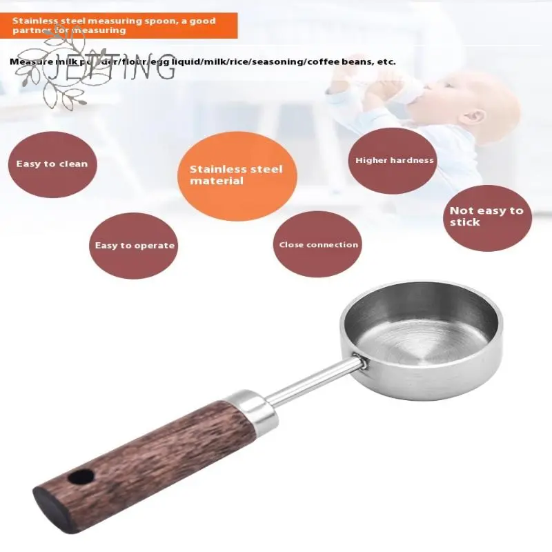 15ml Wooden Coffee Scoop Stainless Steel Long Handle Measuring Spoon For Coffee Tablespoon Kitchen Tool Cafe Decoration