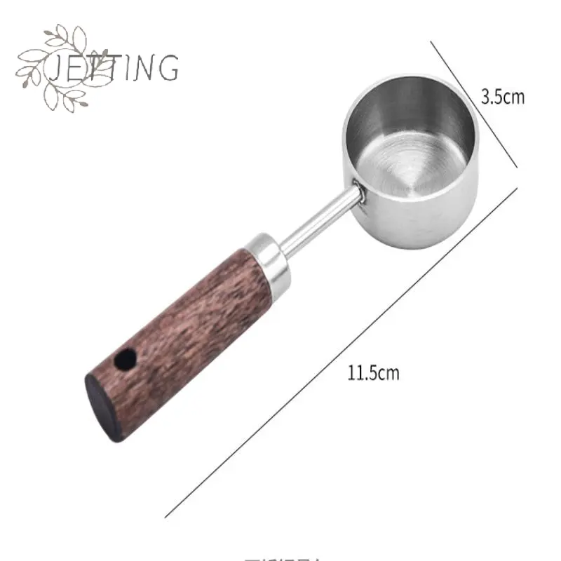 15ml Wooden Coffee Scoop Stainless Steel Long Handle Measuring Spoon For Coffee Tablespoon Kitchen Tool Cafe Decoration