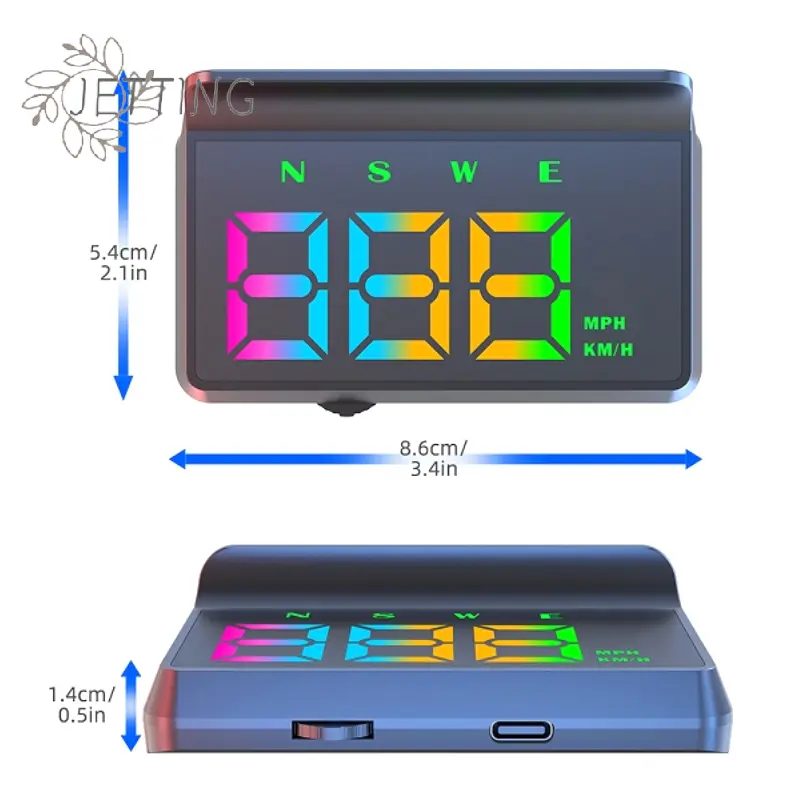 GPS HUD Speedometer KMH MPH Meter HUD Big Font Digital White Green Light Display Car Head Up Display USB Plug