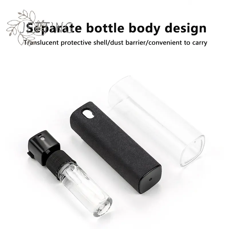 Portable 2 In 1 Phone Screen Cleaner Spray Dispensing Bottle Screen Cleaner Tool Soft Phone PC Clean Polishing Cloth Glass Clean