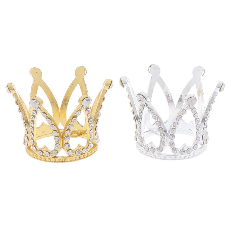1pcs Mini Crown Princess Topper Rhinestone Crystal Pearl Children Hair Ornaments Party Decor Birthday Party Gift