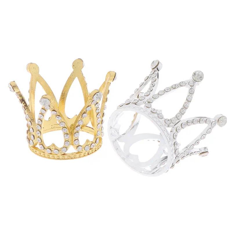 1pcs Mini Crown Princess Topper Rhinestone Crystal Pearl Children Hair Ornaments Party Decor Birthday Party Gift