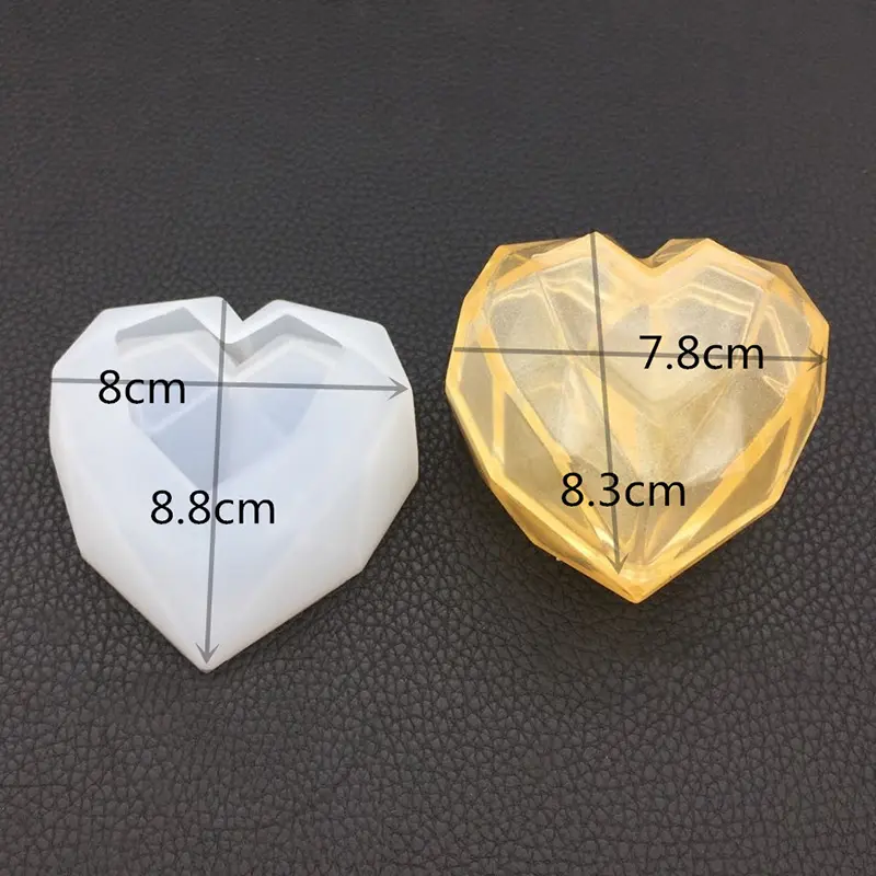2pcs/set Heart Design Box Resin Mold Jewelry Plaster Concrete Pot Silicone Mold with Lid DIY Diamond Cement Container Molds