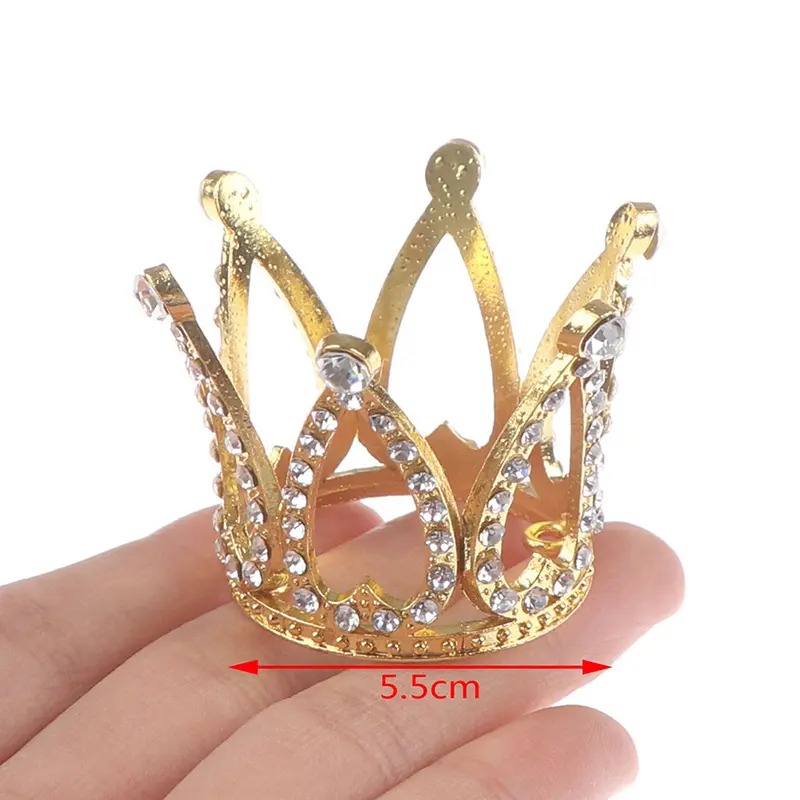 1pcs Mini Crown Princess Topper Rhinestone Crystal Pearl Children Hair Ornaments Party Decor Birthday Party Gift