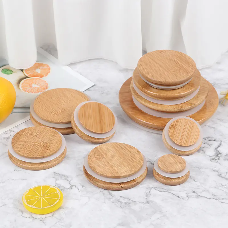 Wooden Jars Lids Silica Gel Circle Seal Up Lids Flower Wood Cover Canister