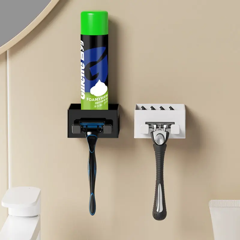 Men Razor Hanger Shaver Holder Storage Bathroom Accessories Plastic Free Punch HookWall Cup Brush Blade Holder