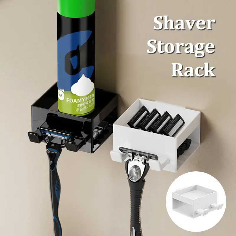 Men Razor Hanger Shaver Holder Storage Bathroom Accessories Plastic Free Punch HookWall Cup Brush Blade Holder