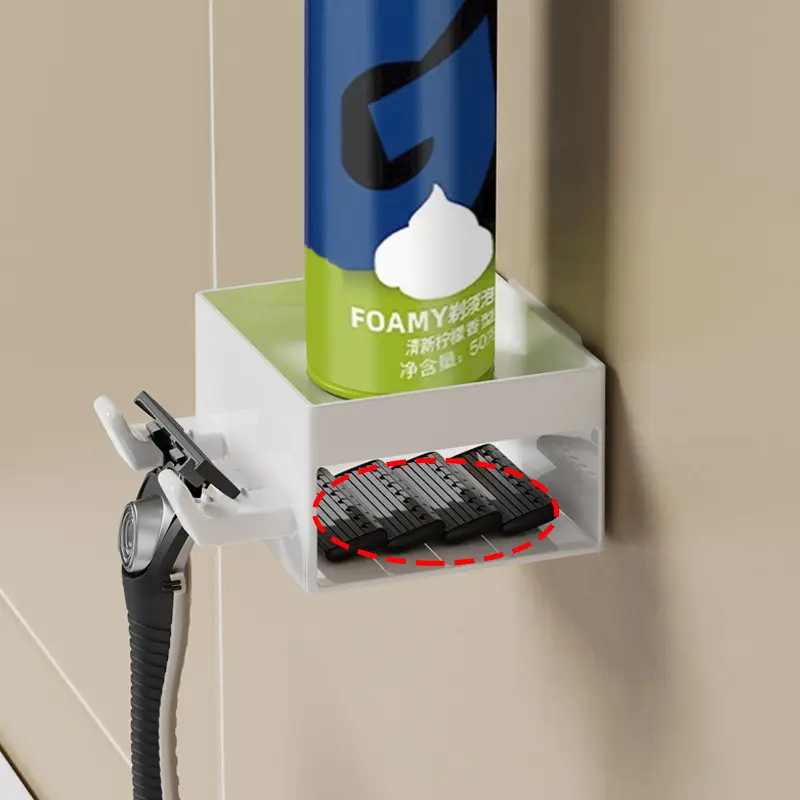 Men Razor Hanger Shaver Holder Storage Bathroom Accessories Plastic Free Punch HookWall Cup Brush Blade Holder
