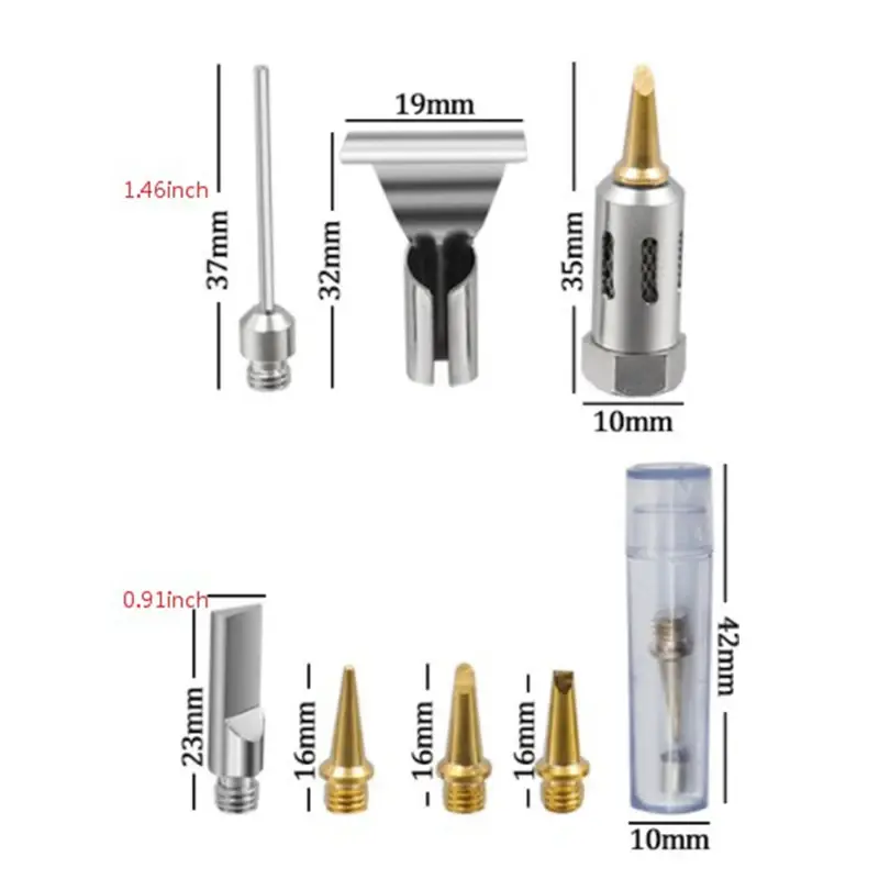 5/6pcs Butane Gas Soldering Iron Kit Welding Kit Torch Pen Tool Copper+Iron Gas Welding Kit Gas Soldering Iron Head
