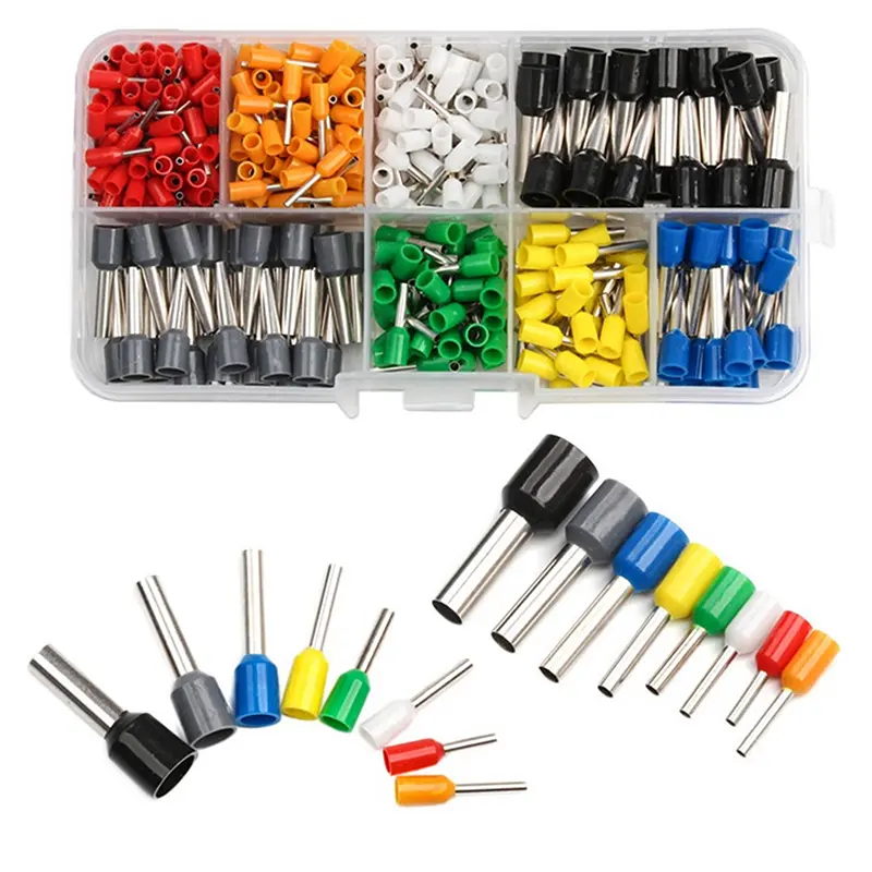 400pcs Wire Connect Insulated Connector Terminal Crimp Terminator Cold Pressed Insulated Termina E0508 7508 1008 1510 2512 4012