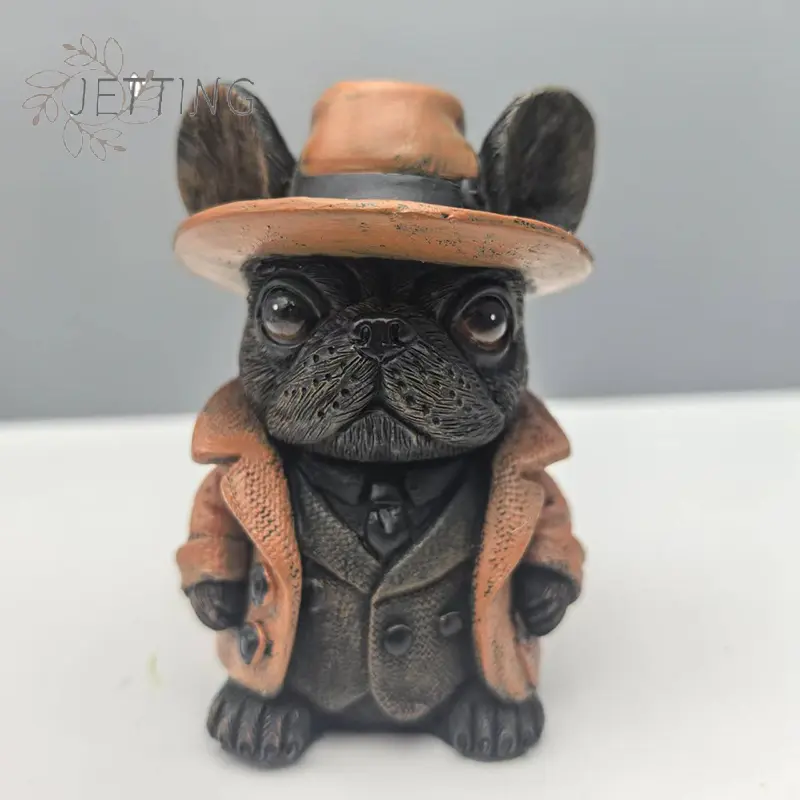 Handmade French Bulldog Statue Garden Decor Resin Crafts Dog Lover Gift Sculpture Patio Lawn Courtyard Home Decoration