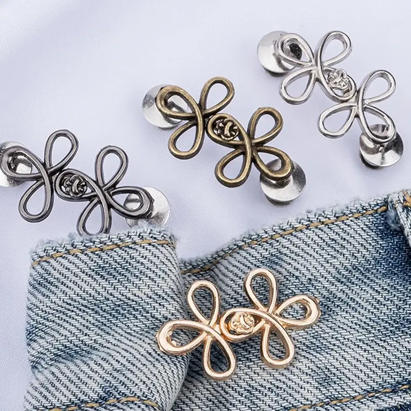 1PC Bowknot Button Adjuster For Pants And Skirts Waist Tightener Adjustable Waist Buckle For Jeans No Sewing Required
