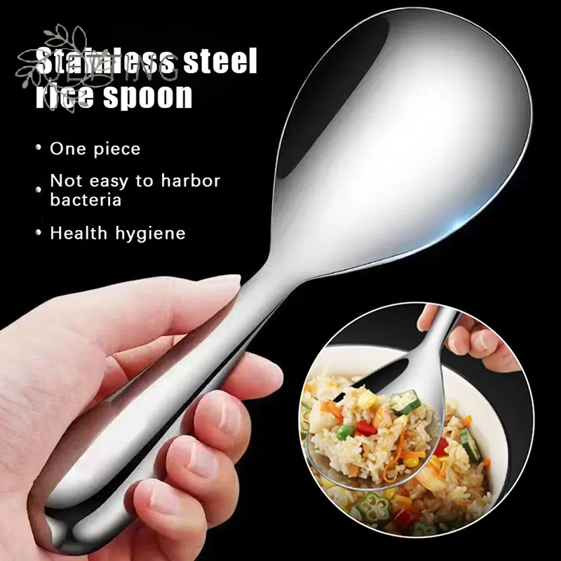 304 Stainless Steel Rice Spoon Anti Scalding Large Capacity Thicken Cooker Scoop Multi-purpose Tableware Buffet Serving Spoons