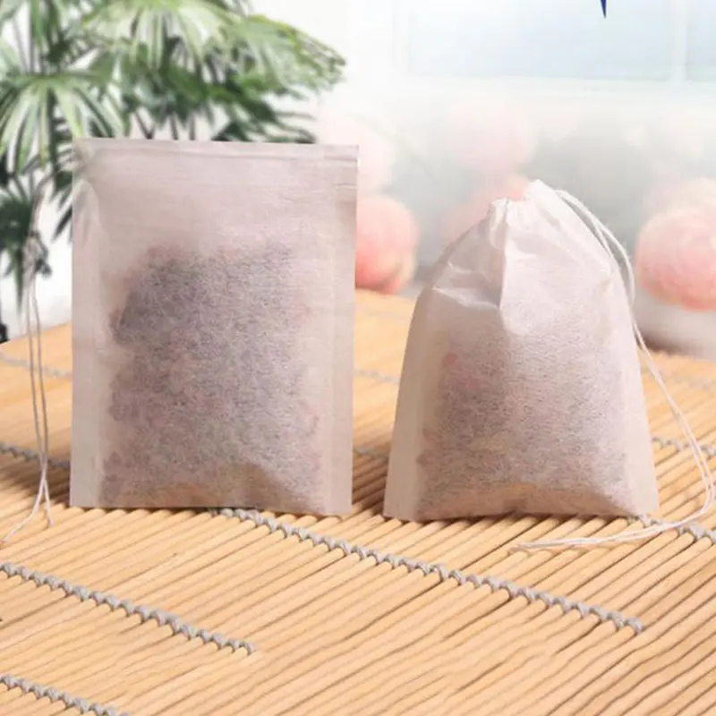 100Pcs/Lot food grade Empty Scented Tea Bag Filter Paper Bags Empty Drawstring Teabags For Herb Tea