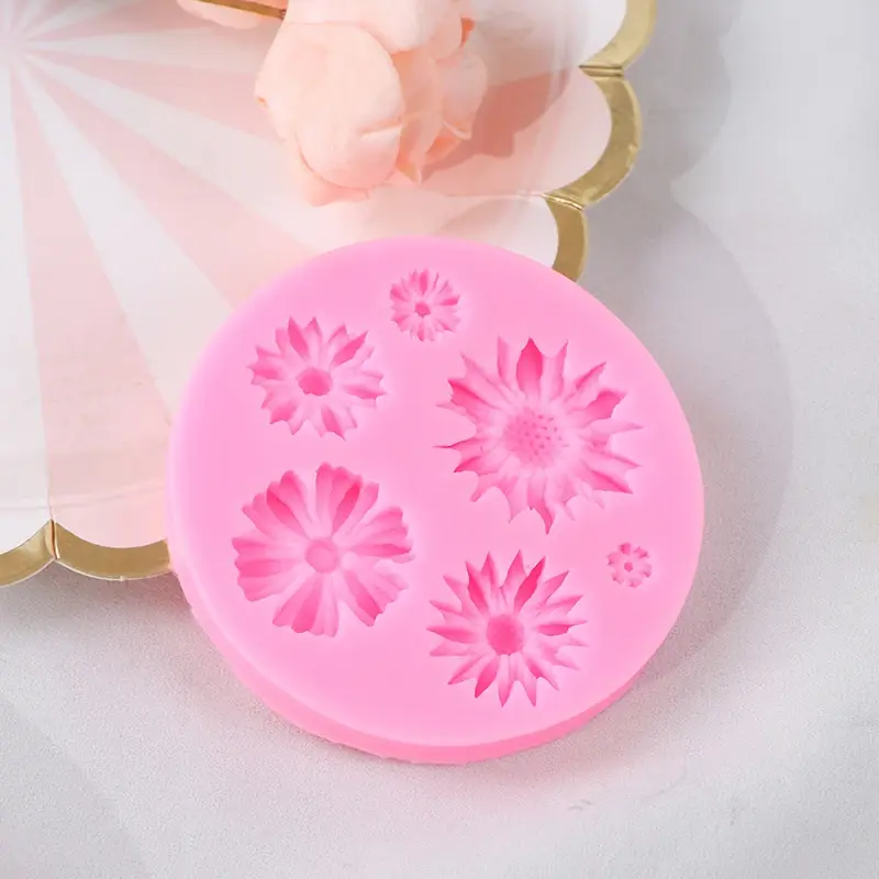 3D Sunflower Flower Petals Embossed Silicone Mold Relief Fondant Cake Decor Tool