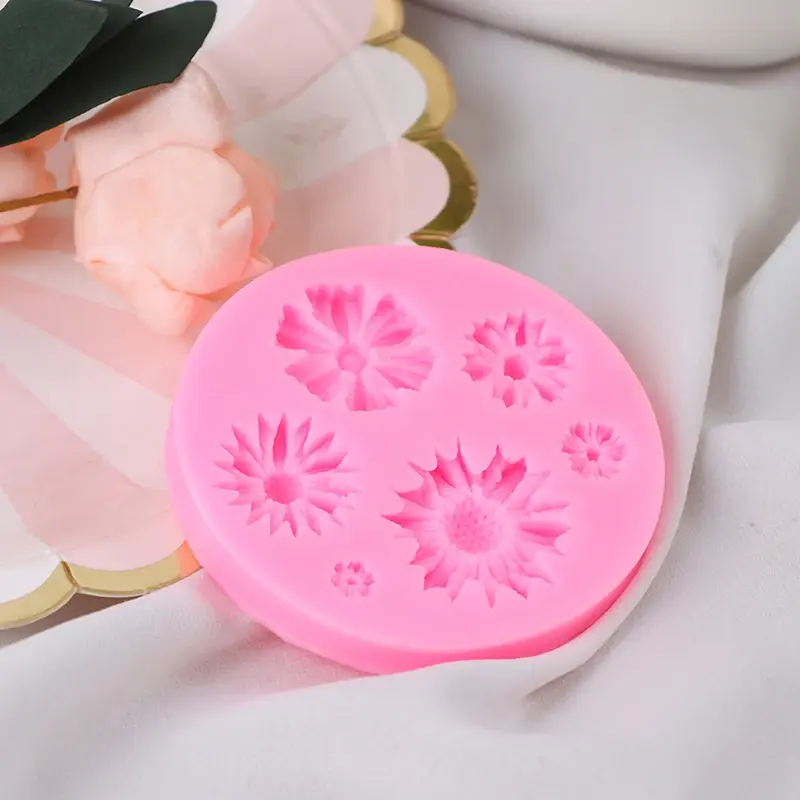 3D Sunflower Flower Petals Embossed Silicone Mold Relief Fondant Cake Decor Tool