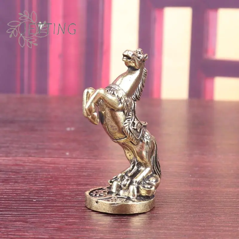 Brass Horse Figurines Home Desktop Decoration Fortune Zodiac Horse Office Decor Miniatures Bronze Collectible Crafts