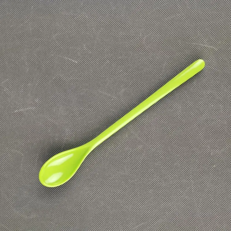 Candy Color Plastic Long Handle Dessert Spoons Dinner Tea Spoon Tableware Flatware Stirring Coffee Kitchen Scoops Soup