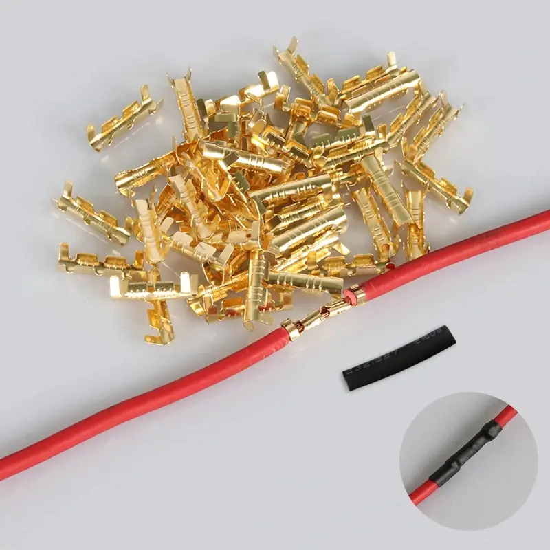 200pcs 453 U-Terminal Lug Wire Butt Joint Cold Terminal, Fascia Of Small Tooth With Heat Shrinkable Tube 0.5-1.5mm2