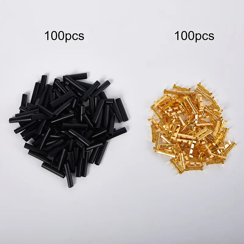 200pcs 453 U-Terminal Lug Wire Butt Joint Cold Terminal, Fascia Of Small Tooth With Heat Shrinkable Tube 0.5-1.5mm2