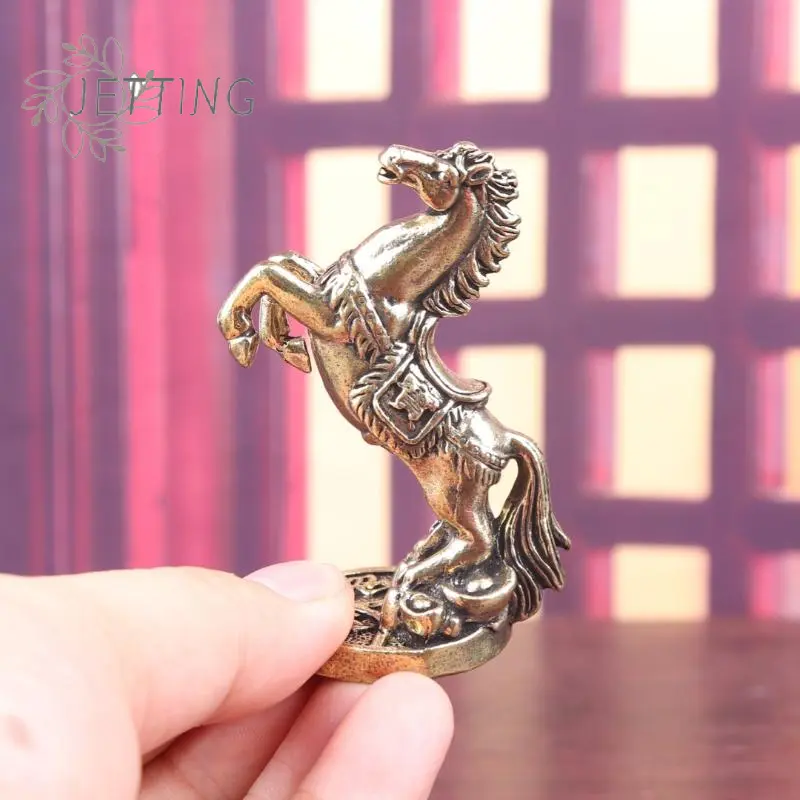 Brass Horse Figurines Home Desktop Decoration Fortune Zodiac Horse Office Decor Miniatures Bronze Collectible Crafts