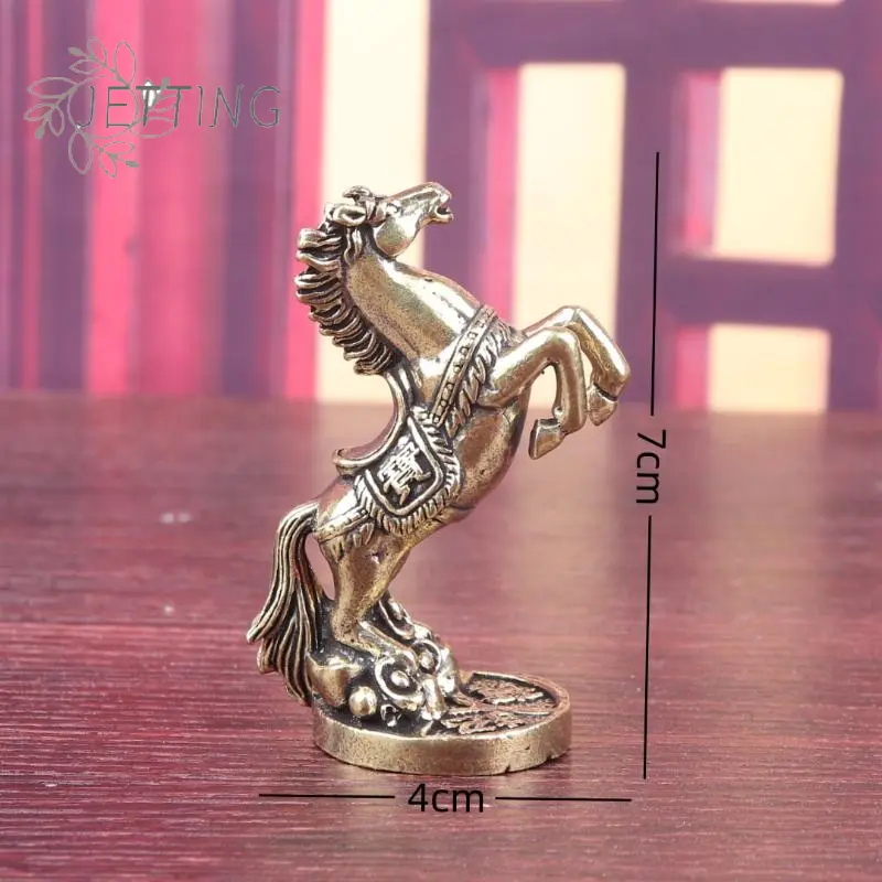 Brass Horse Figurines Home Desktop Decoration Fortune Zodiac Horse Office Decor Miniatures Bronze Collectible Crafts