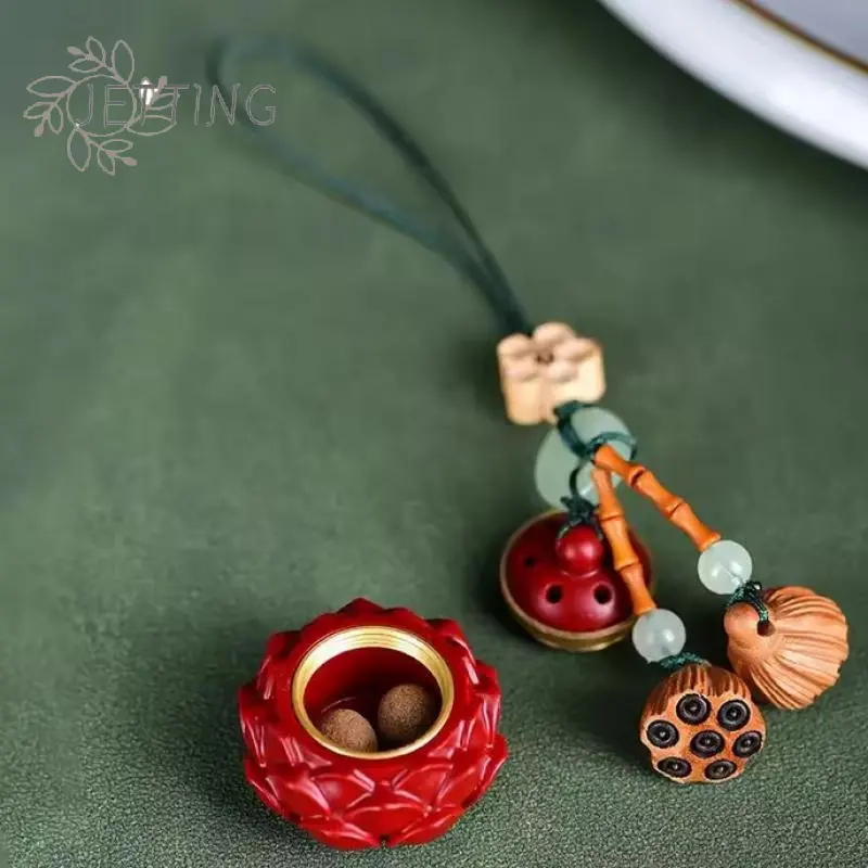 Natural Raw Ore Cinnabar Purple Gold Color Sand Lotus Fragrance Sachet Keychain New Chinese Style Gifts Set High-end And Elegant
