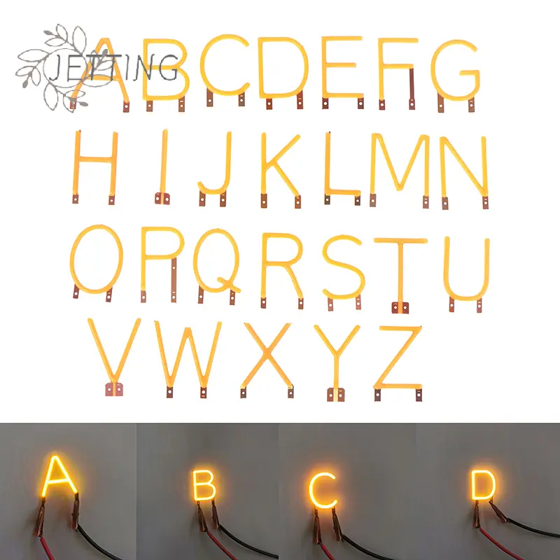 English Letter Filament COB LED Filament DC3V Candle Edison Yellow Diodes Party Decoration Light Accessories DIY