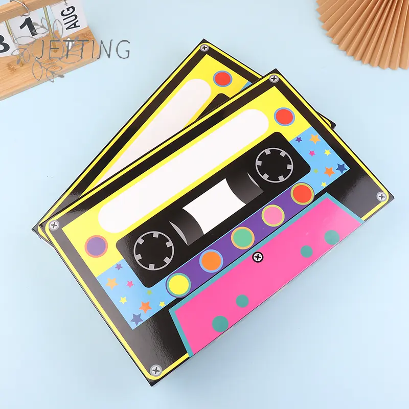 2Pcs 80s 90s Party Favor Boxes Large Cassette Player Party Treat Boxes Boom Cassette Tape Hip Hop Decor For Retro 1980s 1990s Th