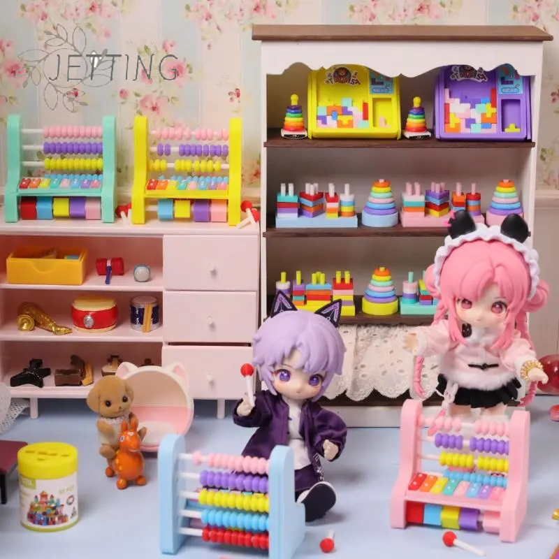 1 Set Micro Scene Decoration Miniature Dollhouse Small Wooden Bucket Assembling Blocks Model For Doll Accessories