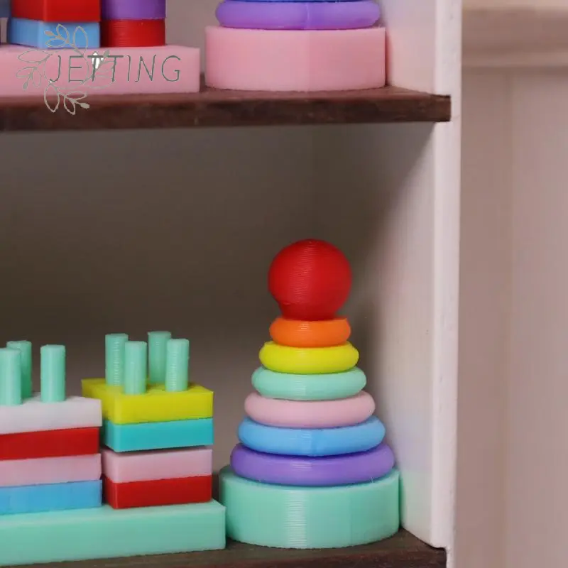 1 Set Micro Scene Decoration Miniature Dollhouse Small Wooden Bucket Assembling Blocks Model For Doll Accessories