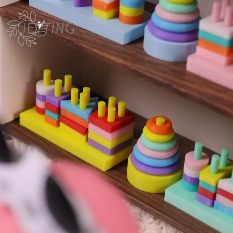 1 Set Micro Scene Decoration Miniature Dollhouse Small Wooden Bucket Assembling Blocks Model For Doll Accessories