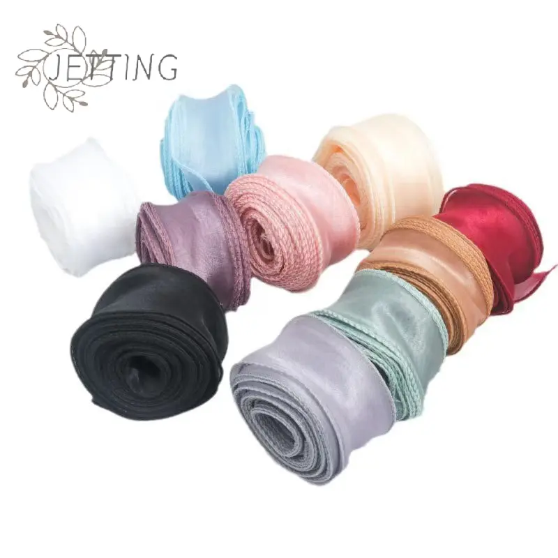 4cm10 Yard/Roll Floral Ribbon Florists DIY Wavy Edge Mesh trip Bouquet Wrapping Handmade Bow Craft Material Festival Party Decor