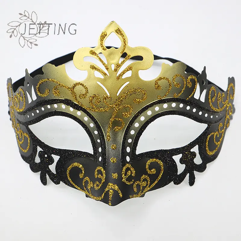 Painted Gold Powder Crown Mask Costume Ball Halloween Party Half Face Eye Mask Performance Props Men And Women Models Universal