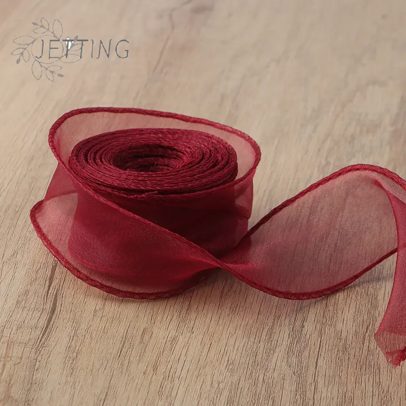 4cm10 Yard/Roll Floral Ribbon Florists DIY Wavy Edge Mesh trip Bouquet Wrapping Handmade Bow Craft Material Festival Party Decor
