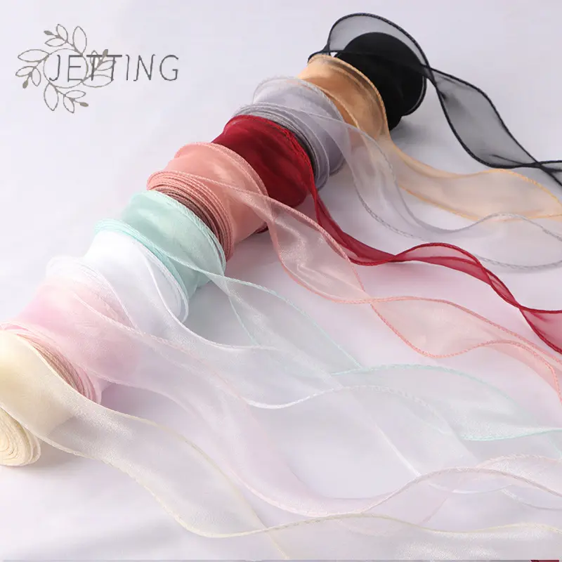 4cm10 Yard/Roll Floral Ribbon Florists DIY Wavy Edge Mesh trip Bouquet Wrapping Handmade Bow Craft Material Festival Party Decor