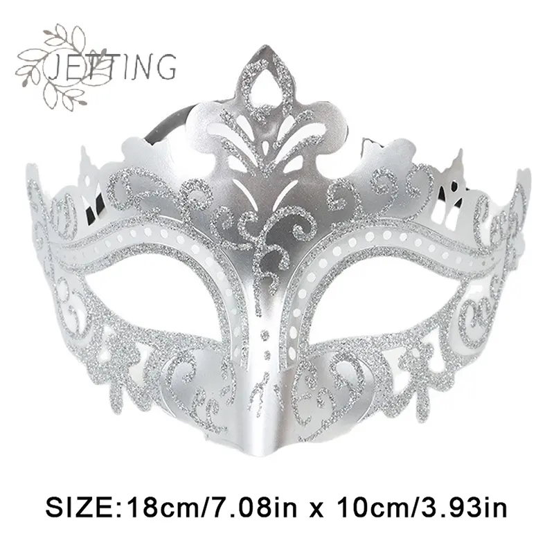Painted Gold Powder Crown Mask Costume Ball Halloween Party Half Face Eye Mask Performance Props Men And Women Models Universal