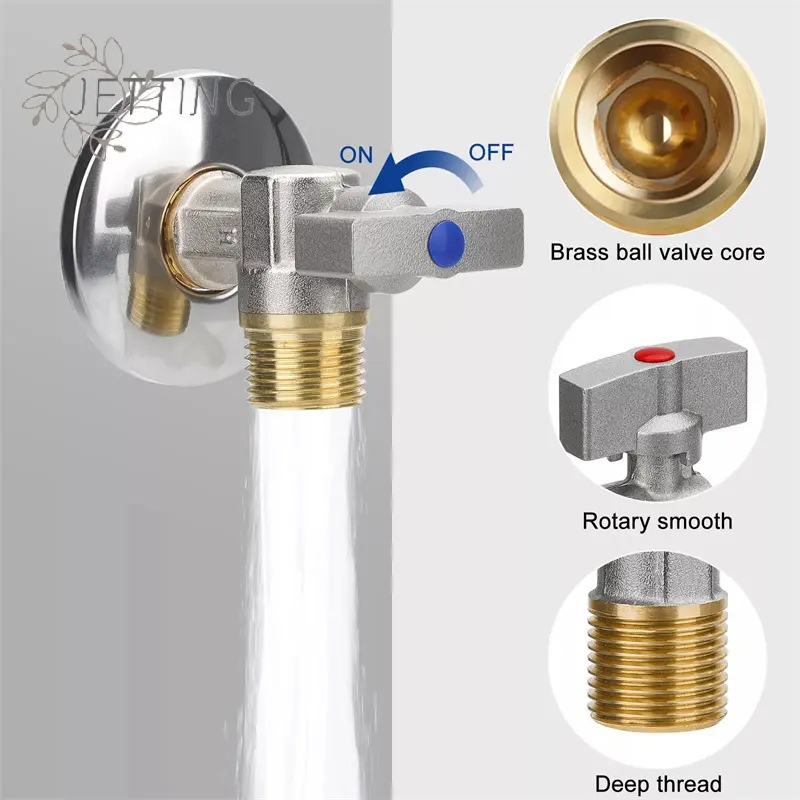 2Pcs Brass Hot And Cold Water Inlet Ball Valve G1/2" Bathroom Kitchen Sink Stop Valve Toilet Connection Water Pressure Regulator