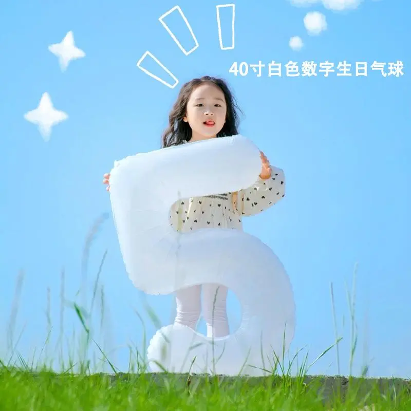 White Aluminum Foil Digital Balloon Birthday Baby Shower Wedding Anniversary Party Decoration